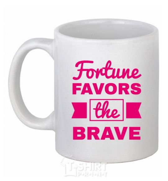 Ceramic mug Fortune favors the brave White фото