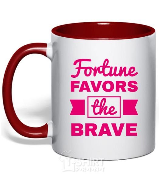 Чашка с цветной ручкой Fortune favors the brave Красный фото