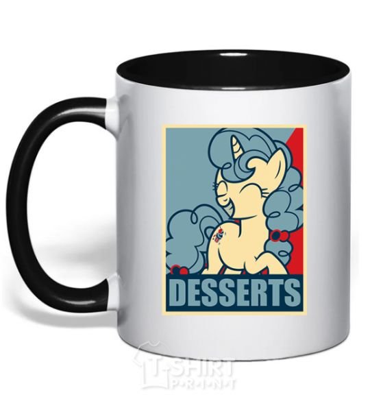 Mug with a colored handle Desserts black фото