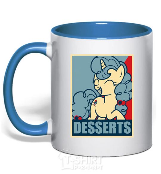 Mug with a colored handle Desserts royal-blue фото