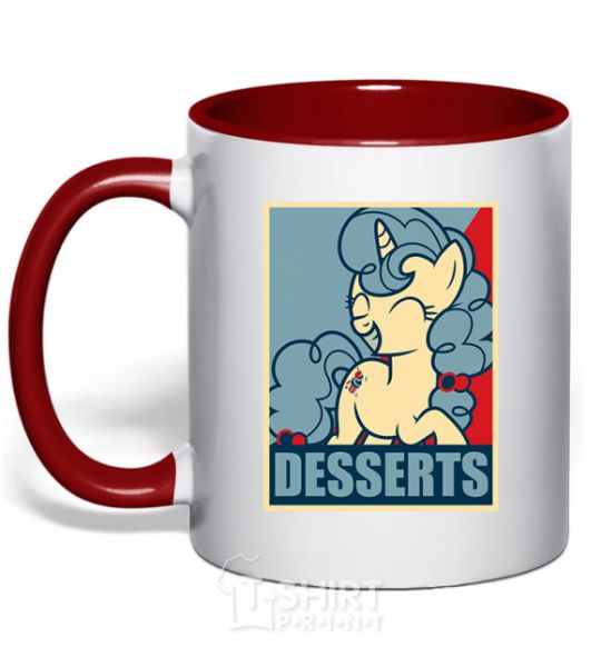Mug with a colored handle Desserts red фото