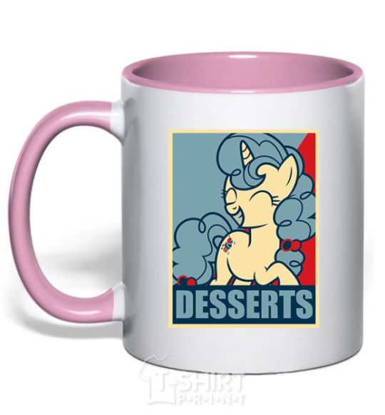 Mug with a colored handle Desserts light-pink фото