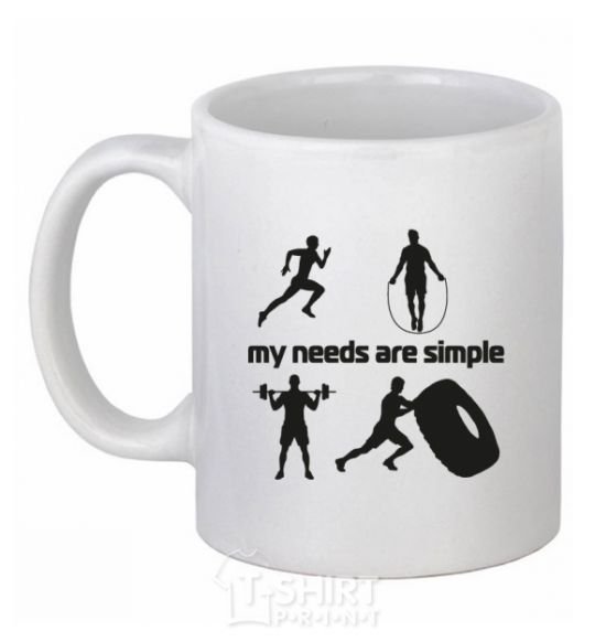 Чашка керамическая My needs are simple crossfit Белый фото