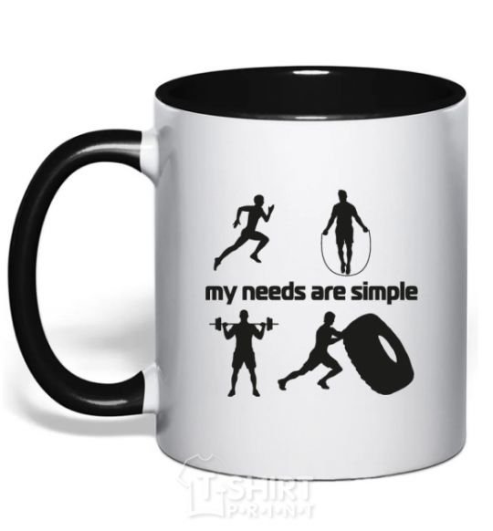 Mug with a colored handle My needs are simple crossfit black фото