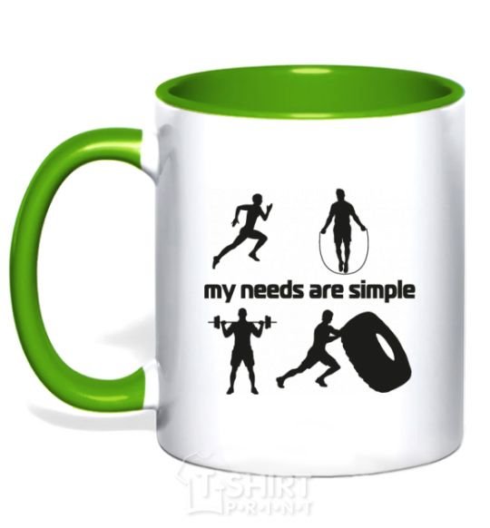 Mug with a colored handle My needs are simple crossfit kelly-green фото