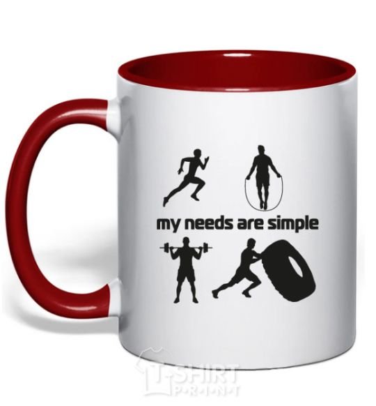 Mug with a colored handle My needs are simple crossfit red фото
