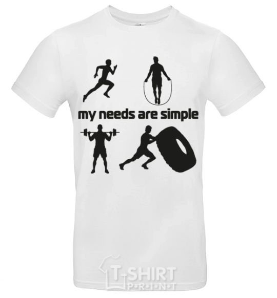 Мужская футболка My needs are simple crossfit Белый фото
