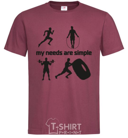 Мужская футболка My needs are simple crossfit Бордовый фото
