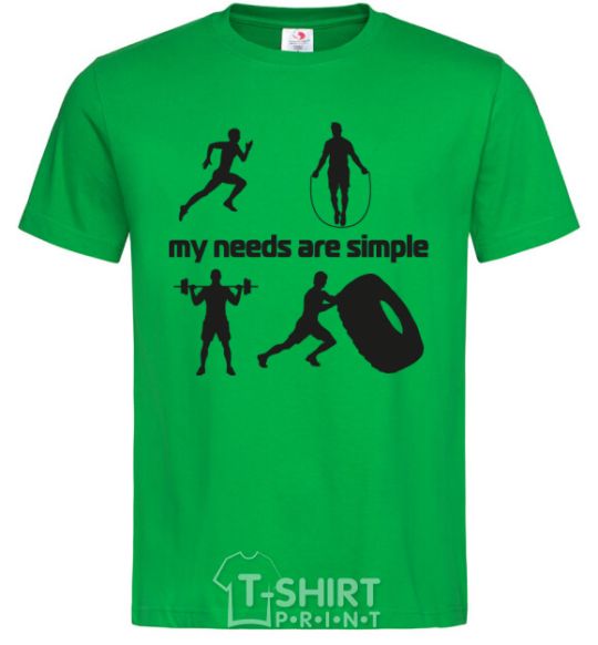 Мужская футболка My needs are simple crossfit Зеленый фото