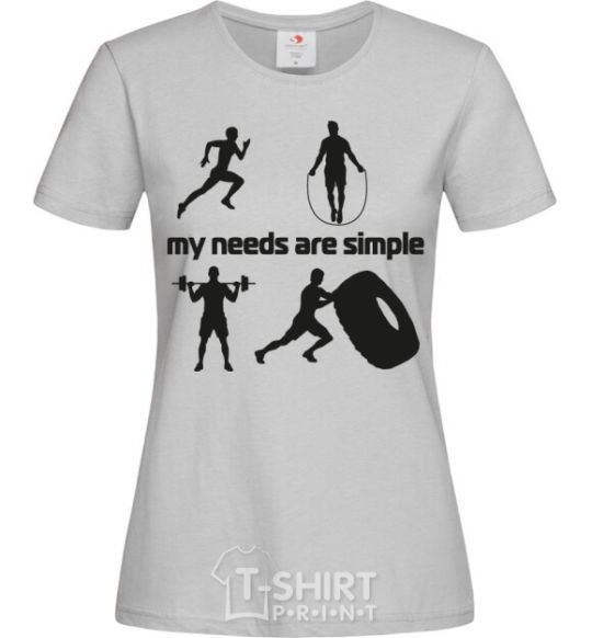 Женская футболка My needs are simple crossfit Серый фото