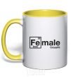 Mug with a colored handle Iron crossfit yellow фото