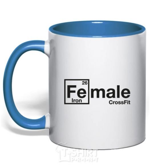 Mug with a colored handle Iron crossfit royal-blue фото