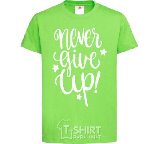 Детская футболка Never give up lettering Лаймовый фото