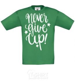 Kids T-shirt Never give up lettering orchid-green фото