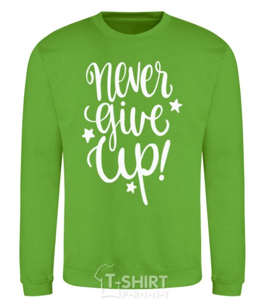Sweatshirt Never give up lettering orchid-green фото