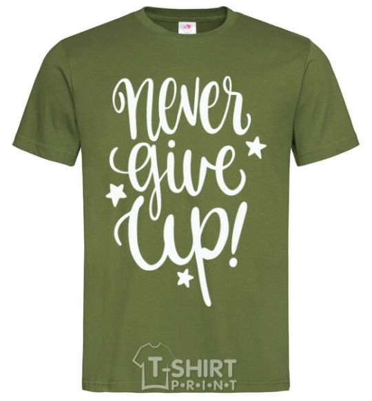 Men's T-Shirt Never give up lettering millennial-khaki фото