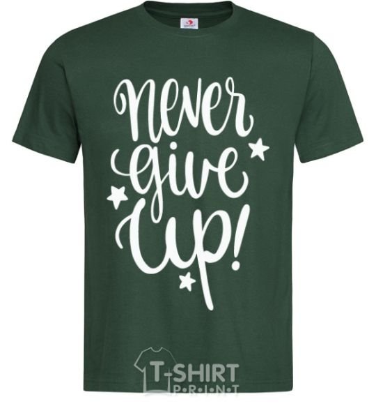 Men's T-Shirt Never give up lettering bottle-green фото