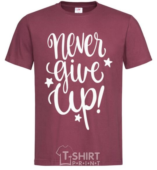 Мужская футболка Never give up lettering Бордовый фото