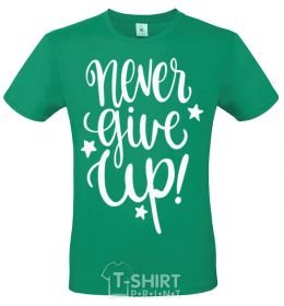 Men's T-Shirt Never give up lettering kelly-green фото
