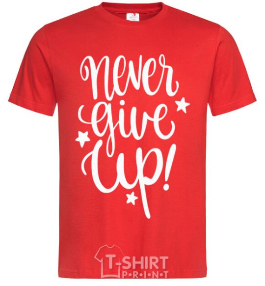 Men's T-Shirt Never give up lettering red фото