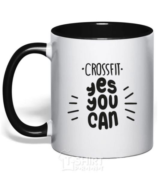 Чашка с цветной ручкой Crossfit yes you can Черный фото