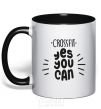 Mug with a colored handle Crossfit yes you can black фото