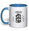 Mug with a colored handle Crossfit yes you can royal-blue фото