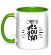 Mug with a colored handle Crossfit yes you can kelly-green фото