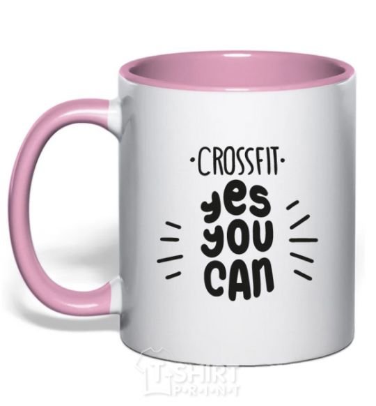 Чашка с цветной ручкой Crossfit yes you can Нежно розовый фото