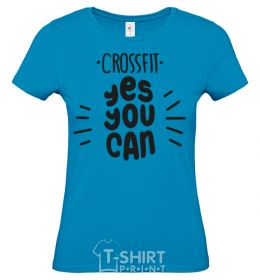 Women's T-shirt Crossfit yes you can sky-blue фото