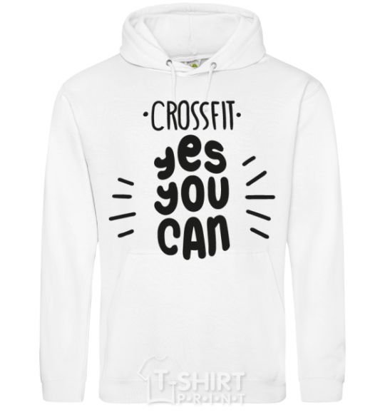 Мужская толстовка (худи) Crossfit yes you can Белый фото