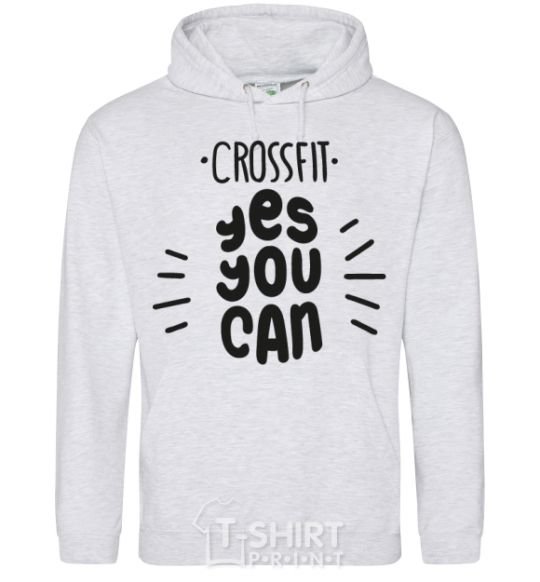 Men`s hoodie Crossfit yes you can sport-grey фото
