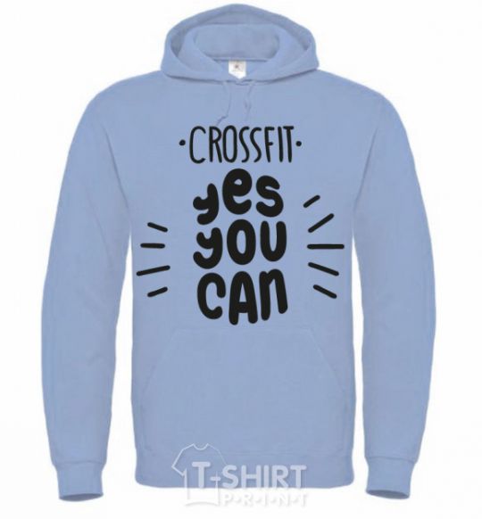 Men`s hoodie Crossfit yes you can sky-blue фото