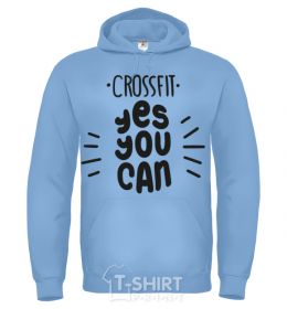 Men`s hoodie Crossfit yes you can sky-blue фото