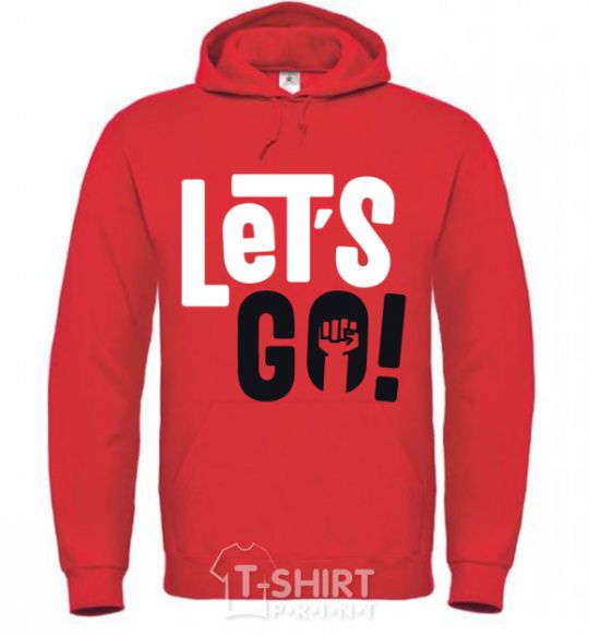 Men`s hoodie Let's go hand bright-red фото