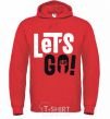 Men`s hoodie Let's go hand bright-red фото