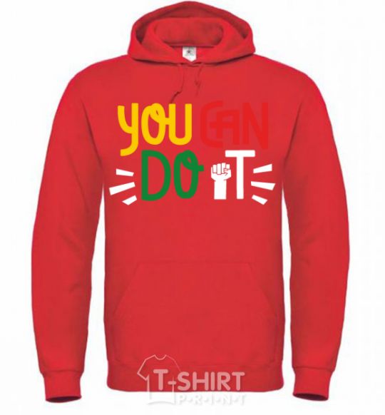 Men`s hoodie You can do it hand bright-red фото