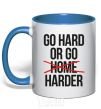 Mug with a colored handle Go hard or go harder royal-blue фото