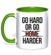 Mug with a colored handle Go hard or go harder kelly-green фото