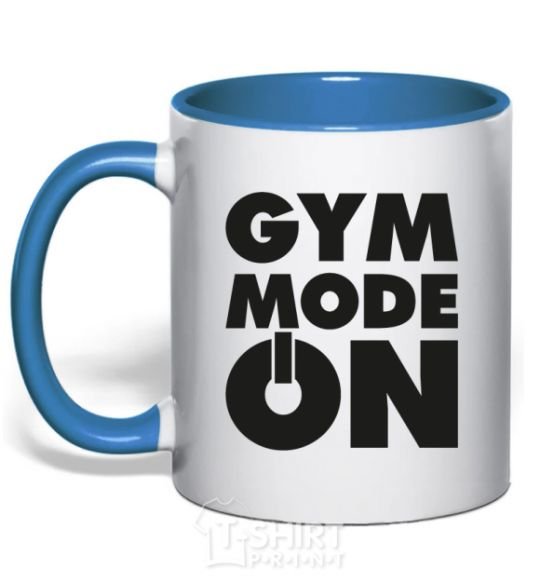 Mug with a colored handle Gym mode on royal-blue фото