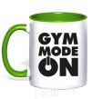 Mug with a colored handle Gym mode on kelly-green фото