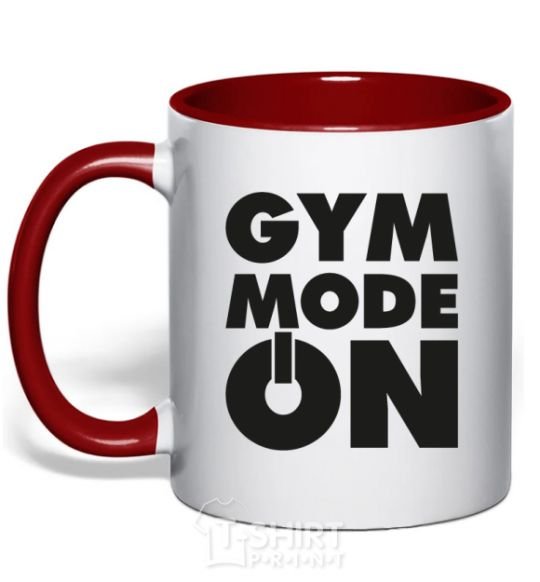 Mug with a colored handle Gym mode on red фото
