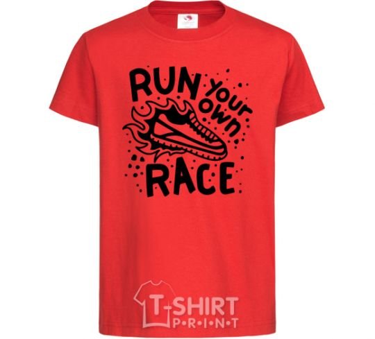 Детская футболка Run your own race Красный фото
