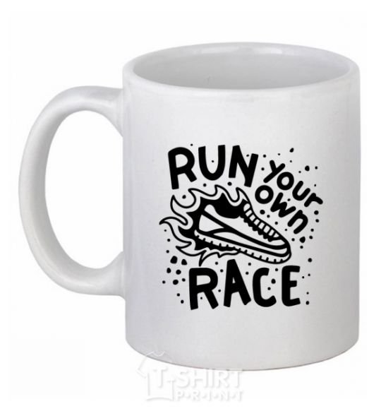 Чашка керамическая Run your own race Белый фото