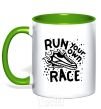 Mug with a colored handle Run your own race kelly-green фото