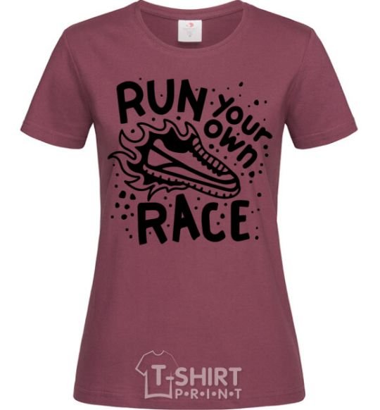 Women's T-shirt Run your own race burgundy фото