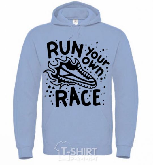 Men`s hoodie Run your own race sky-blue фото