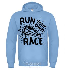 Men`s hoodie Run your own race sky-blue фото