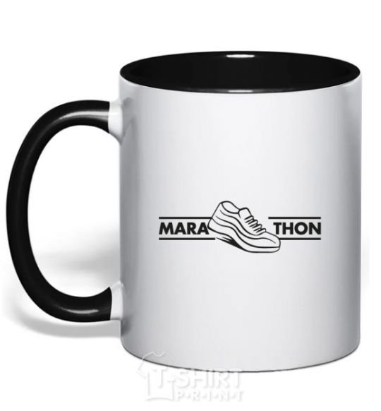 Mug with a colored handle Marathon black фото