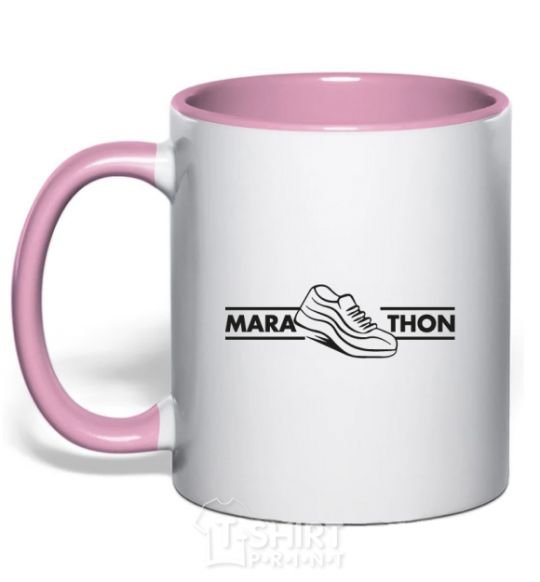 Mug with a colored handle Marathon light-pink фото